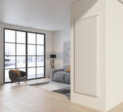 Radiatore design 200x74 cm (18 tubi) in acciaio bianco a tubi tondi interasse verticale H. 200 PISA