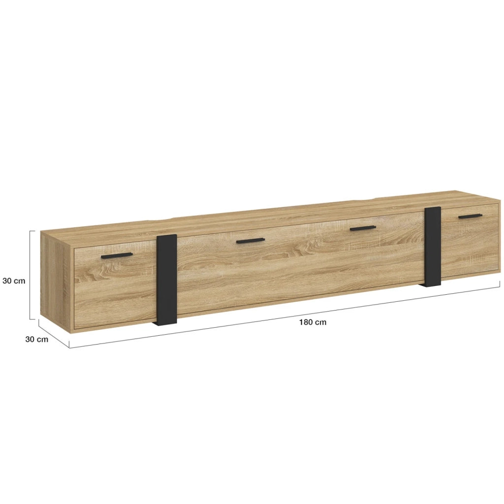 IDMarket - 180 cm PHOENIX Porta TV a parete a 3 ante dal design industriale