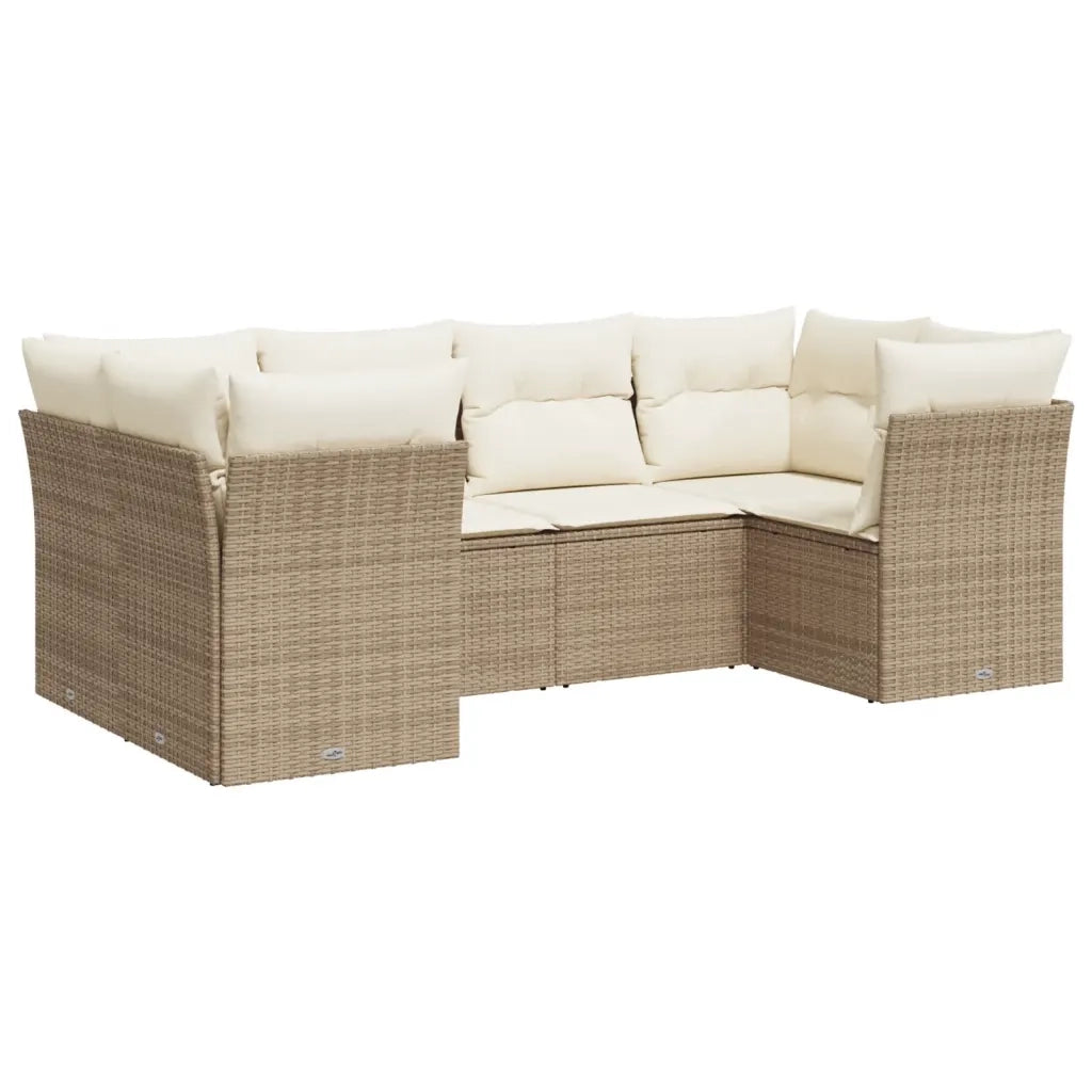 Set Divano da Giardino 6 pz con Cuscini Beige in Polyrattan 3218108
