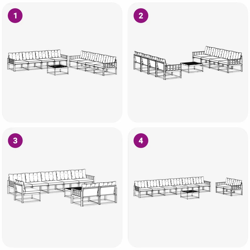 Set di divani da esterno 9 pcs Grigio Naturale e Chiaro 3369310