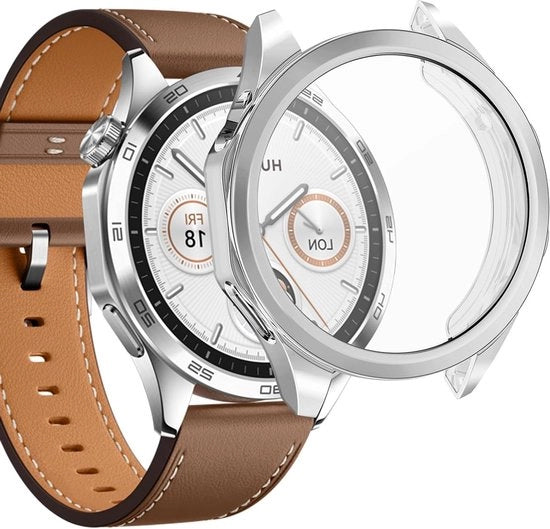 Custodia per orologio con display da 46 mm, copertura TPU flessibile con protezione schermo, custodia shockresistente per Smartwatch - argento.