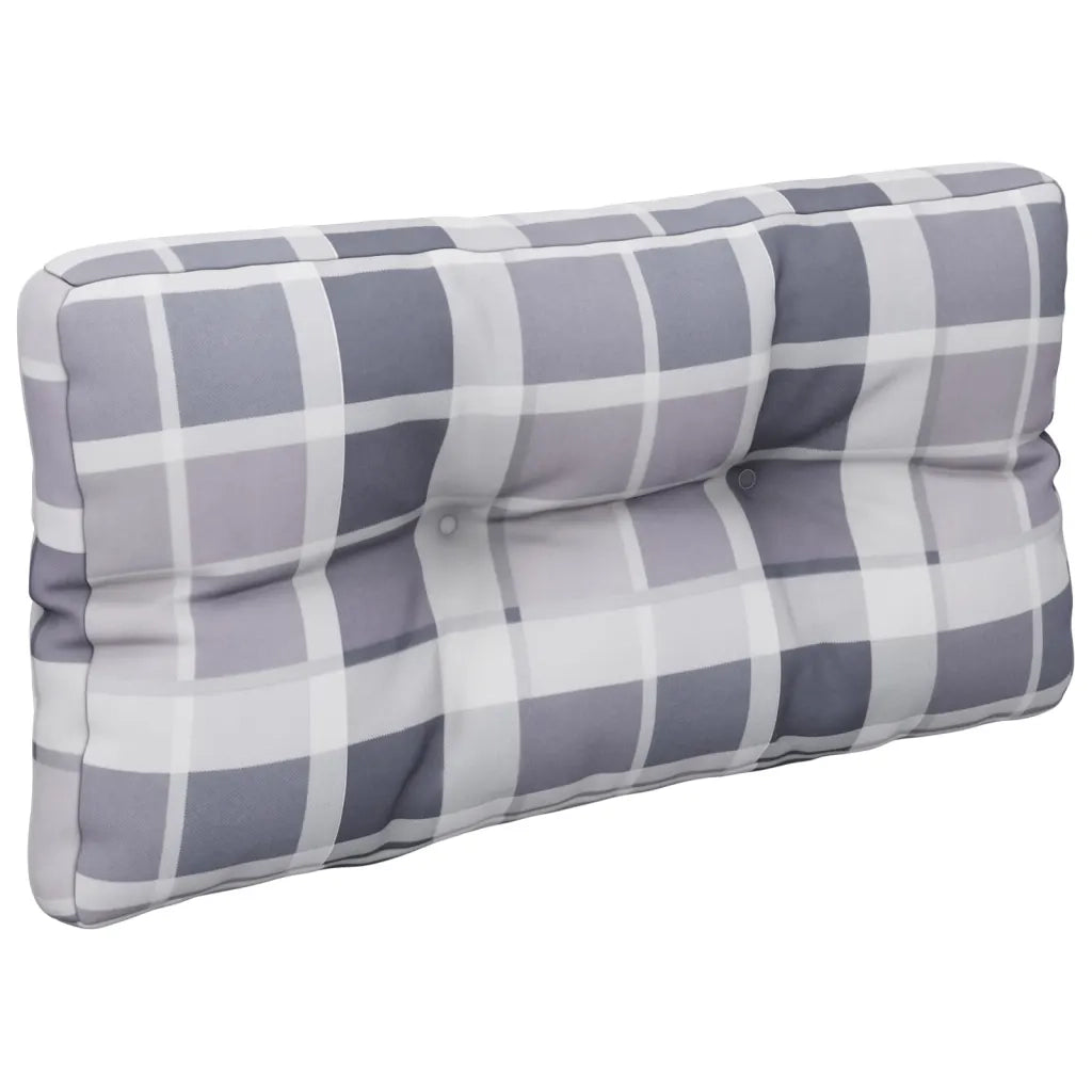 Cuscino per Pallet a Quadri Grigi 70x40x12 cm in Tessuto 360593