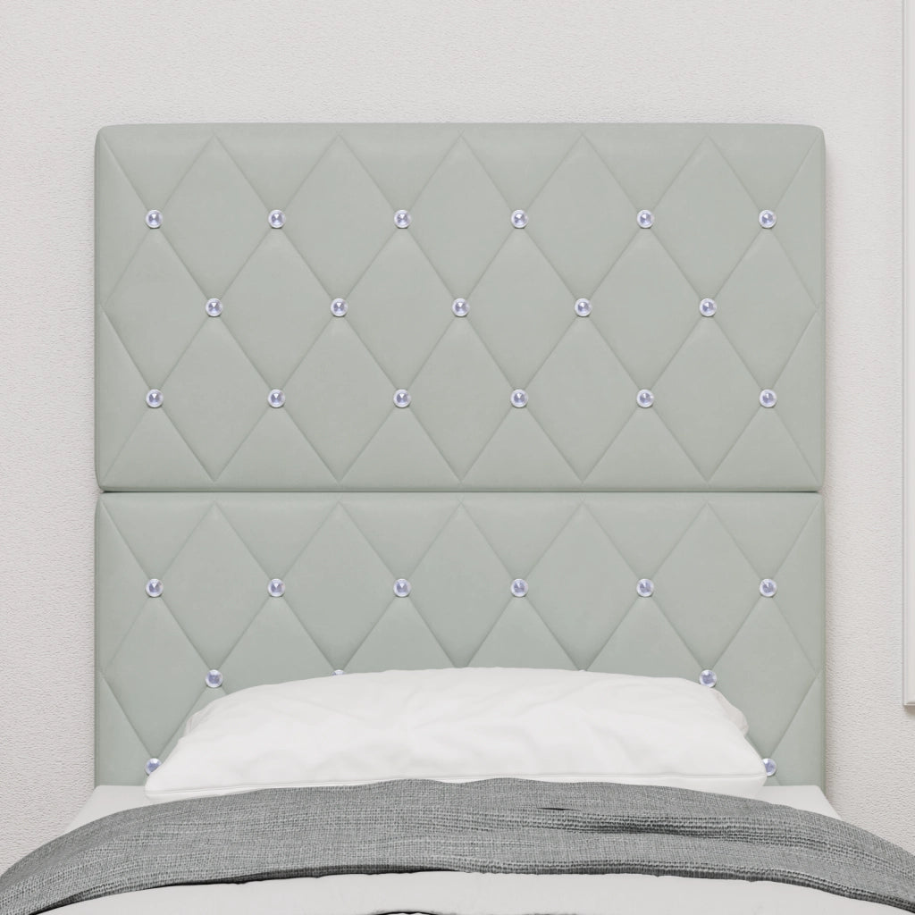 Testiera LED grigia chiara 80 cm in velluto
