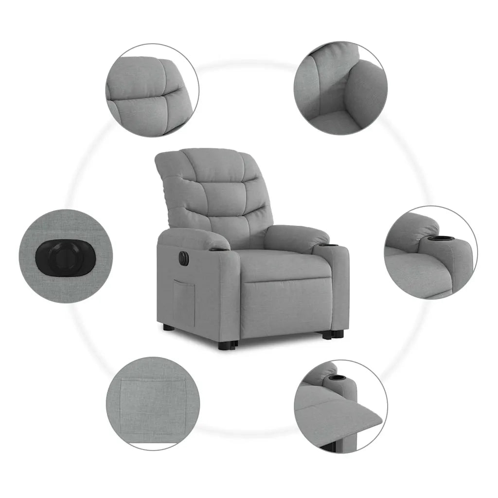 Poltrona Reclinante Alzapersona Elettrica Grigio Chiaro Tessuto 3206663
