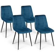 IDMarket - Set di 4 sedie da pranzo MILA in velluto blu