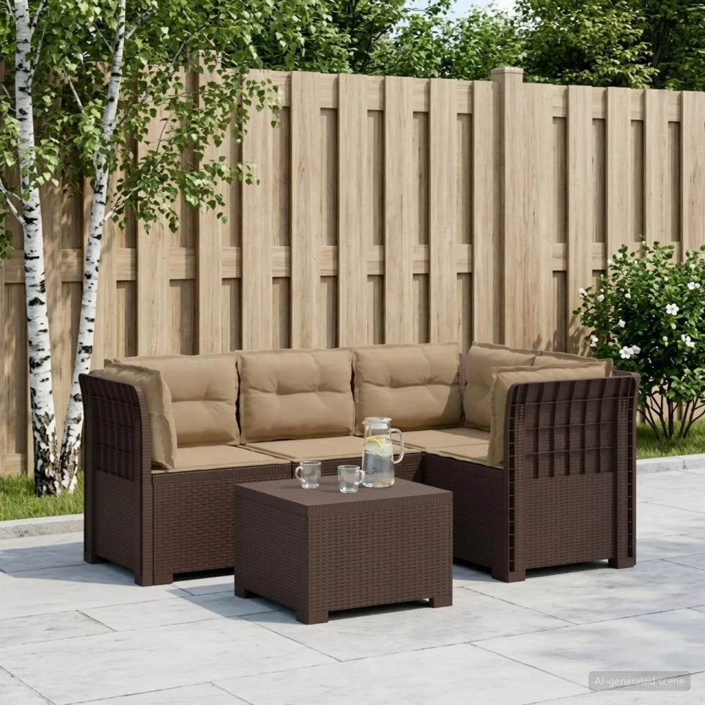 Divano da giardino 4 posti con cuscini aspetto rattan PP 3444020