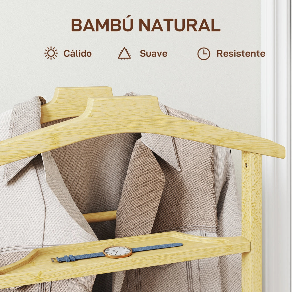 Armadio con appendiabiti e ruote ¨C zephmum ¨C bamboo 47x33,7x105,5 cm naturale