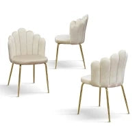 PAZZO DESIGN Sedia Sissi Panna set da 4 in velluto e gambe in metallo