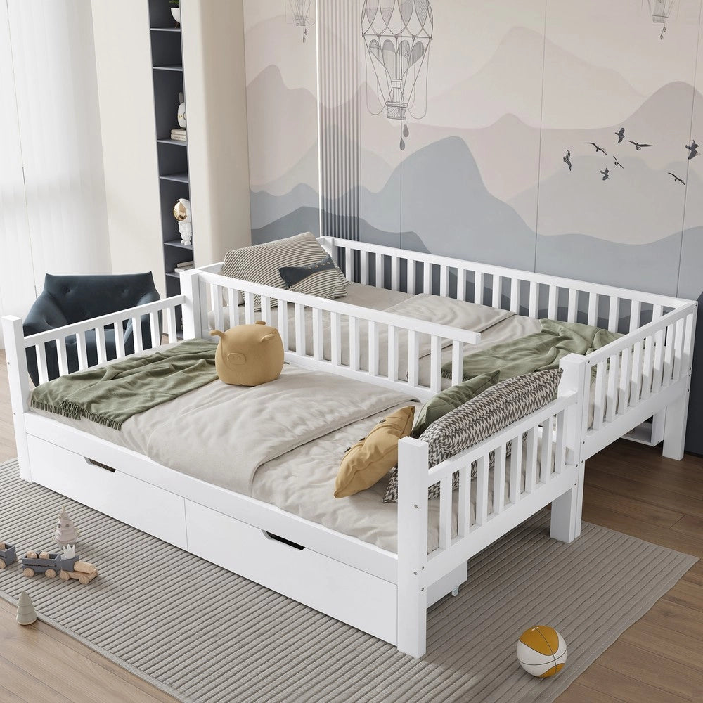 Letto a Castello Bambini con Cassetti e Scala ¨C Xylo ¨C Pino Bianco 90x200