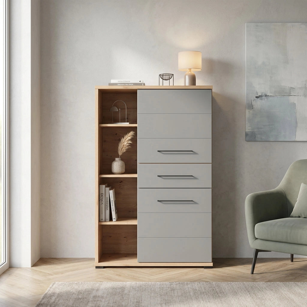 madia due ante quattro cassetti moderna cm 89 5x40x141 5 h - ELLI