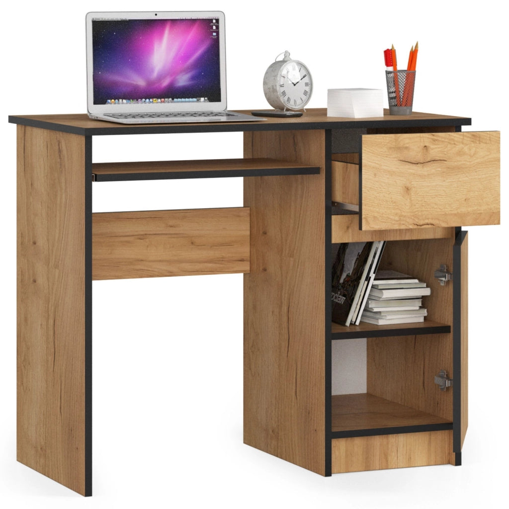 Scrivania per computer AKORD PIKSEL Quercia Craft 90 cm 1 anta 1 cassetto 90x50x77 cm Modello a destra