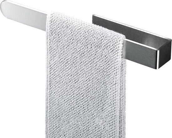 Sostegno asciugamano senza perforazione - autofissante - acciaio inox 304 - 33 cm - parete bagno - color argento - per cucina - bagno