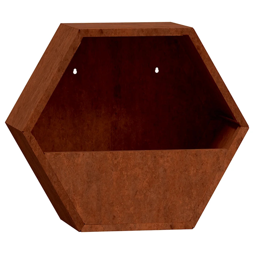 Fioriere da Parete 2 pz Ruggine in Acciaio Corten 46x10x40 cm 823685