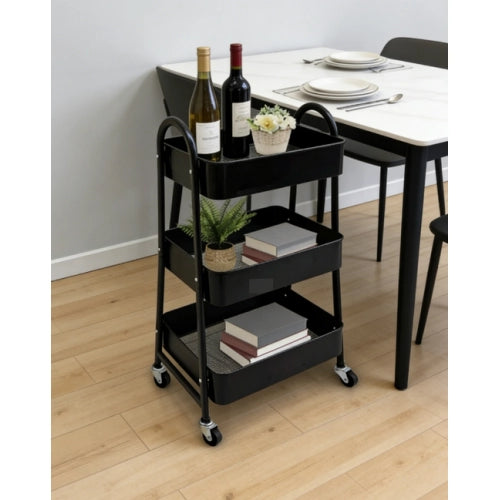 Carrello Portaoggetti 3 Ripiani in Acciaio con Ruote ¨C MINIMAL ¨C Metallo, Struttura Industriale