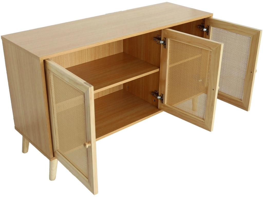 Credenza in stile canna "Neuille" - 120 x 40 x 71,5 cm - Beige