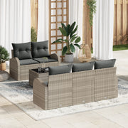 Set divani giardino 6 pezzi con cuscini grigio chiaro polyrattan