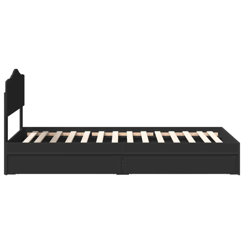 Letto con Contenitore Nero 70 x 190 cm Legno multistrato