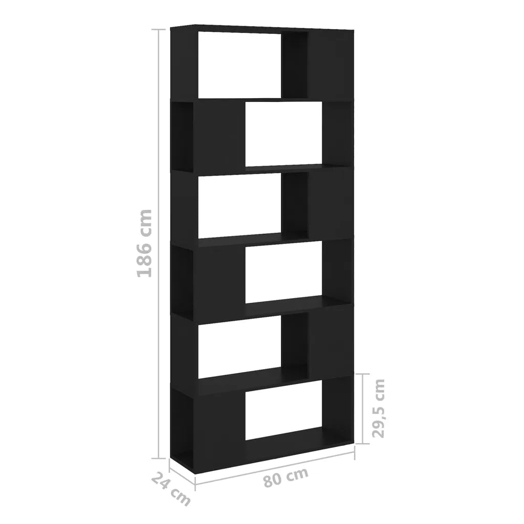 Libreria/Divisorio Nero 80x24x186 cm in Truciolato 809153