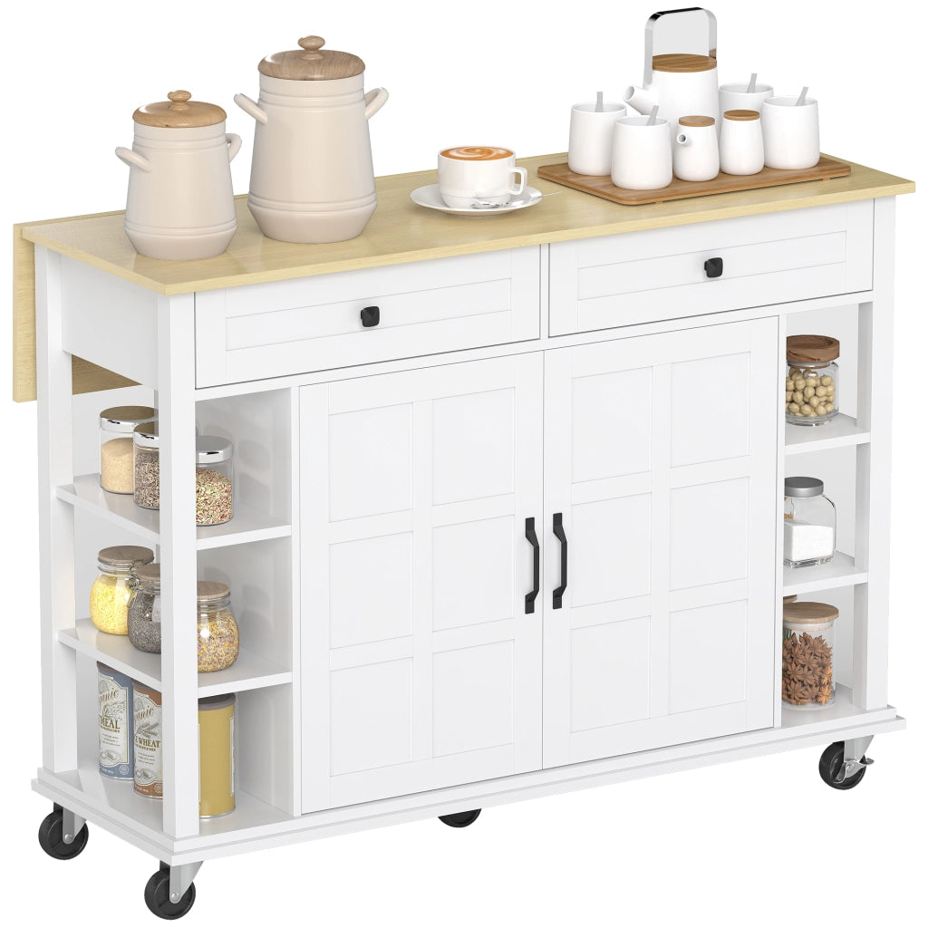 Isola Cucina con Ruote e Piano Pieghevole ¨C Minimal ¨C Bianco