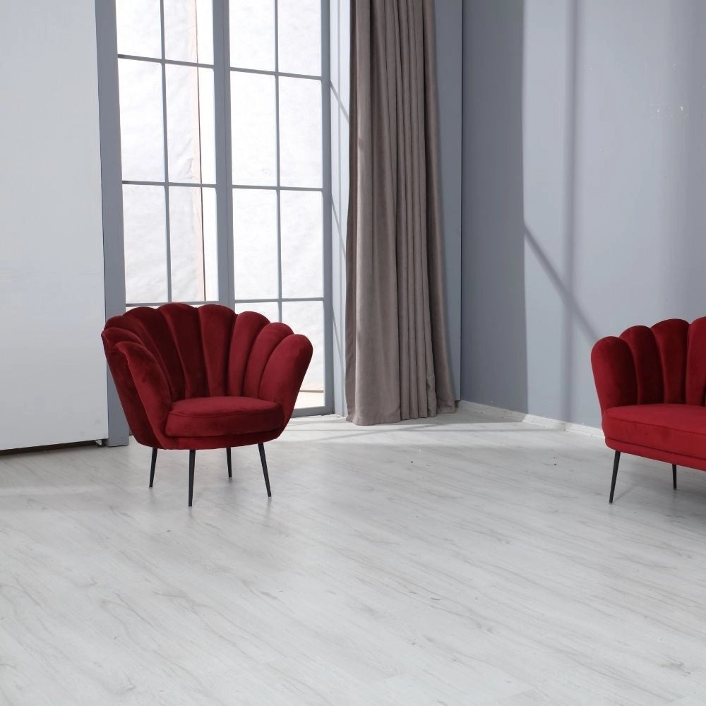 Poltrona a conchiglia Orel in velluto colore rosso