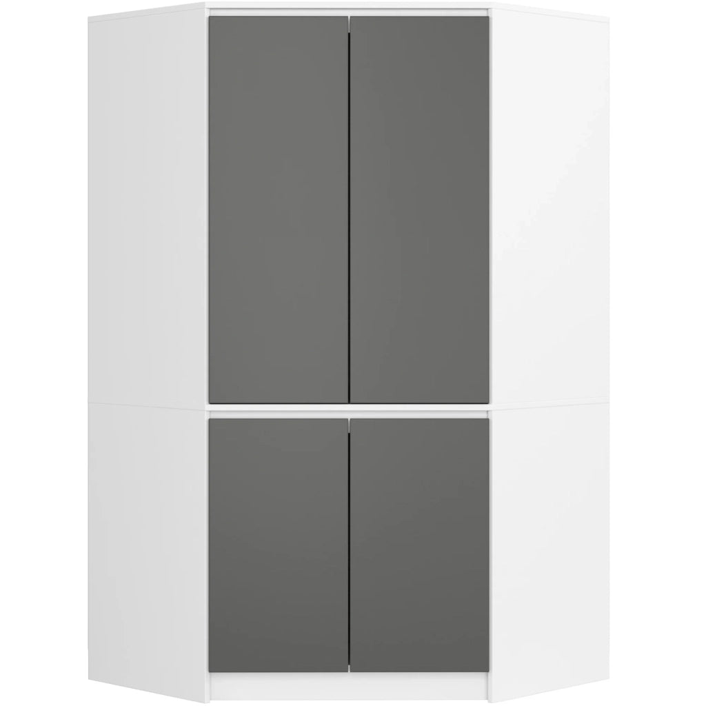 Armadio ad angolo AKORD S100 Bianca 100 cm 4 ante inserto frontale Grigia Grafite 100x50x180 cm