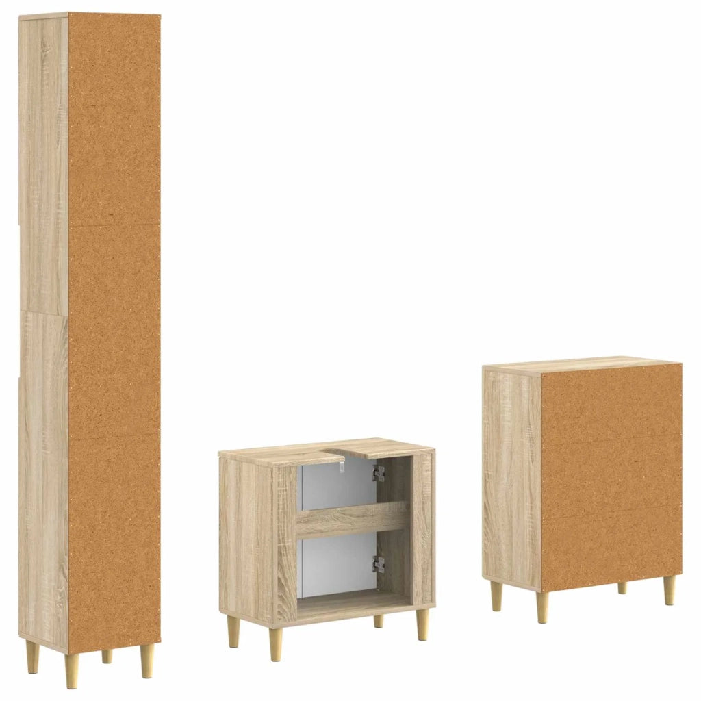 Set di armadietti da bagno in 3 pezzi DELFT Rovere Sonoma 3417461