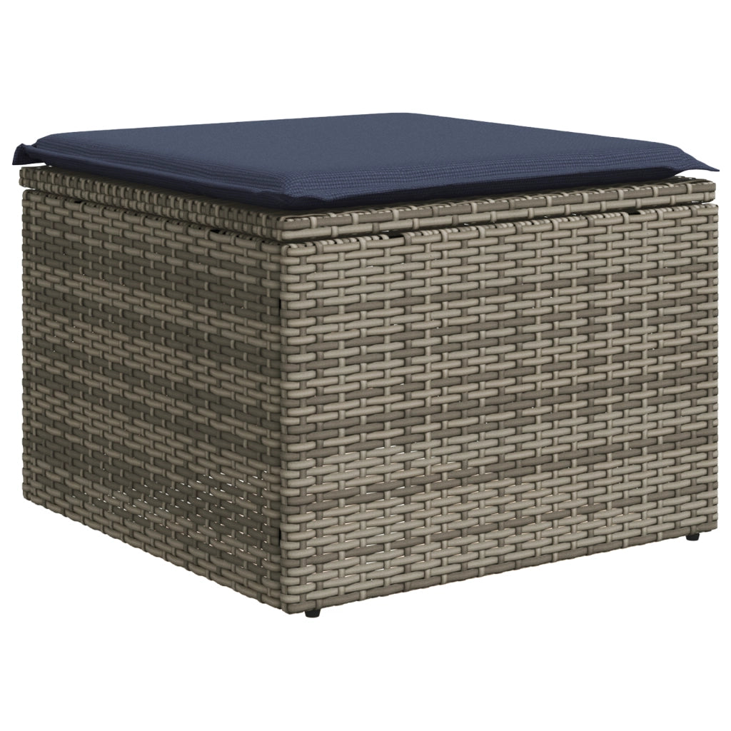 Sgabello Giardino con Cuscino Grigio 55x55x37 cm in Polyrattan 366152