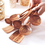 Set di Spatole 8 Stck in Teak Naturale per Cucina