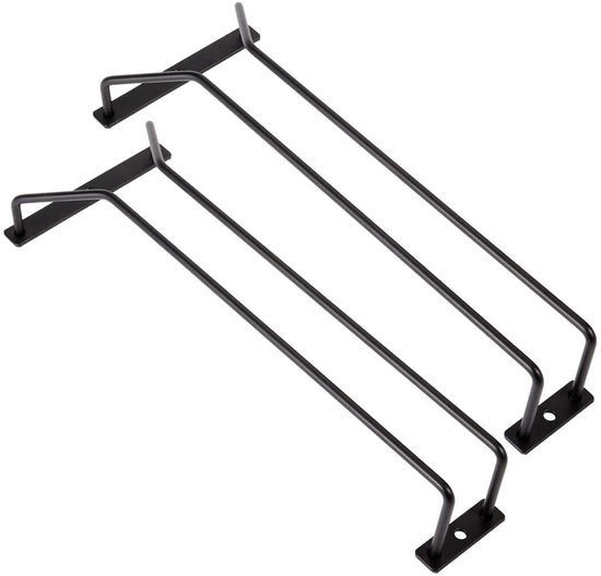 Set di supporti per bicchieri in vetro da 2 pezzi - Oltre il mobile - Supporto per bicchieri in metallo - Nero - 30.5 cm - Modello Glasrek