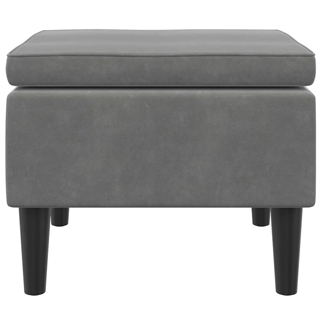 Poggiapiedi con Gambe in Legno Grigio Scuro in Velluto 329437