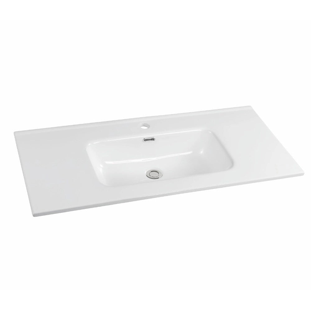 Lavabo Bulnes100 in Ceramica Bianco Lucido 101 cm – Eleganza Essenziale per il Bagno