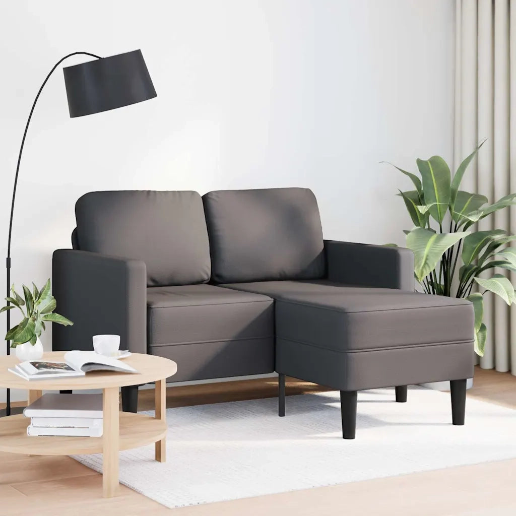 Divano 2 Posti con Chaise longue a L Grigio 125cm in Similpelle 4107085