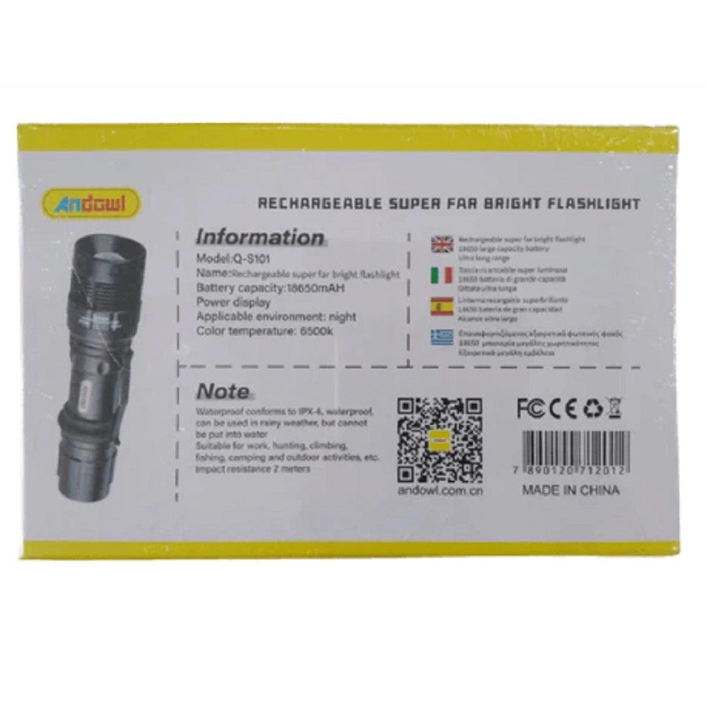 Trade Shop - Torcia Ricaricabile Super Potente Per Camping Pesca Notturna Caccia 30w Q-5101 -