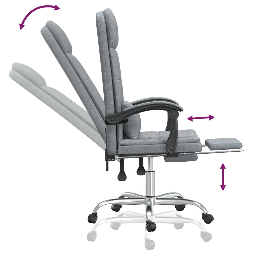 Sedia da Ufficio Massaggio Reclinabile Grigio chiaro in Tessuto 349705