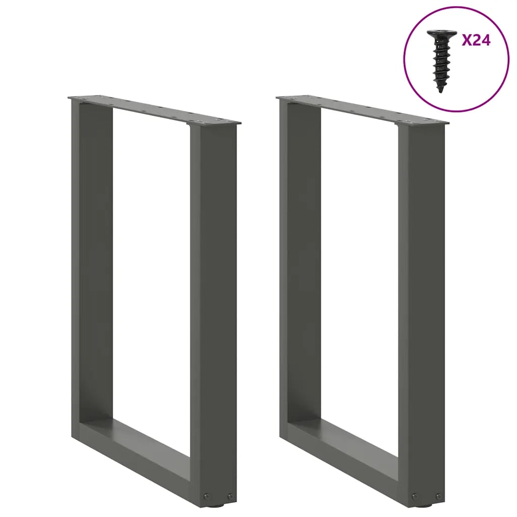 Gambe per tavolo da pranzo a forma di U 2 pz Antracite 60x(72-73) cm Acciaio 4013182