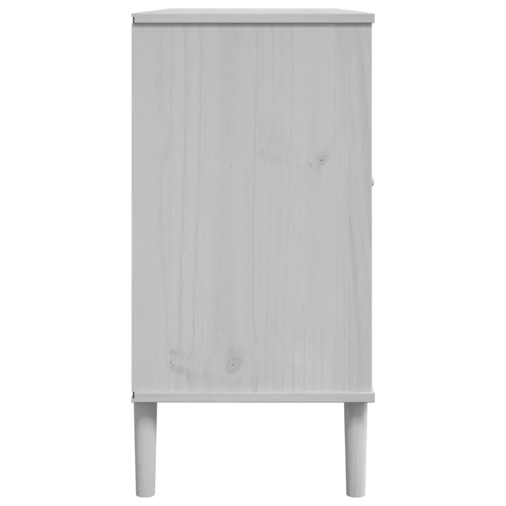 Credenza SENJA Aspetto Rattan Bianco 112x40x80 cm Massello Pino 358026