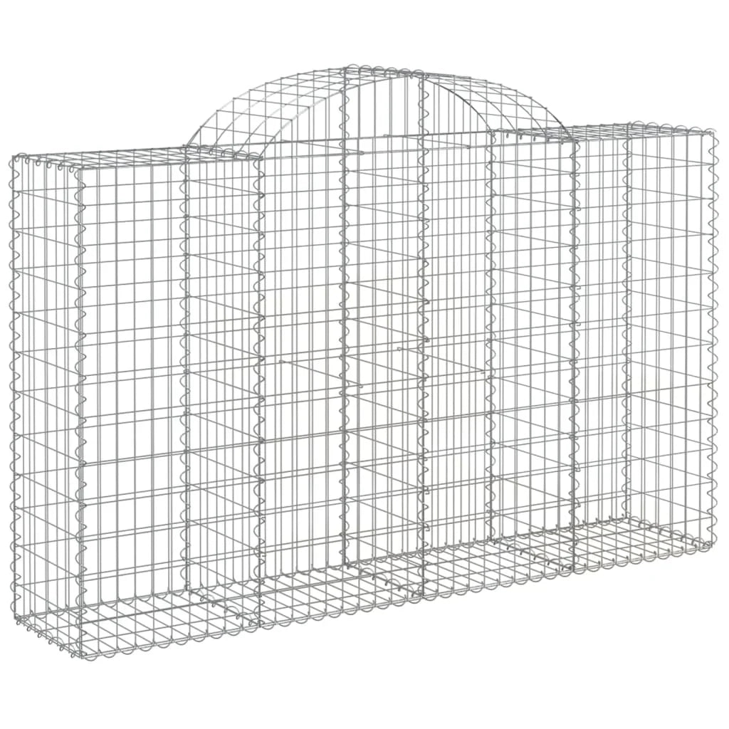 Cestini gabbioni recinzione a gabbia muro di contenimento ad arco 5 pezzi 200 x 50 x 120/140 cm ferro zincato argento 02_0040886