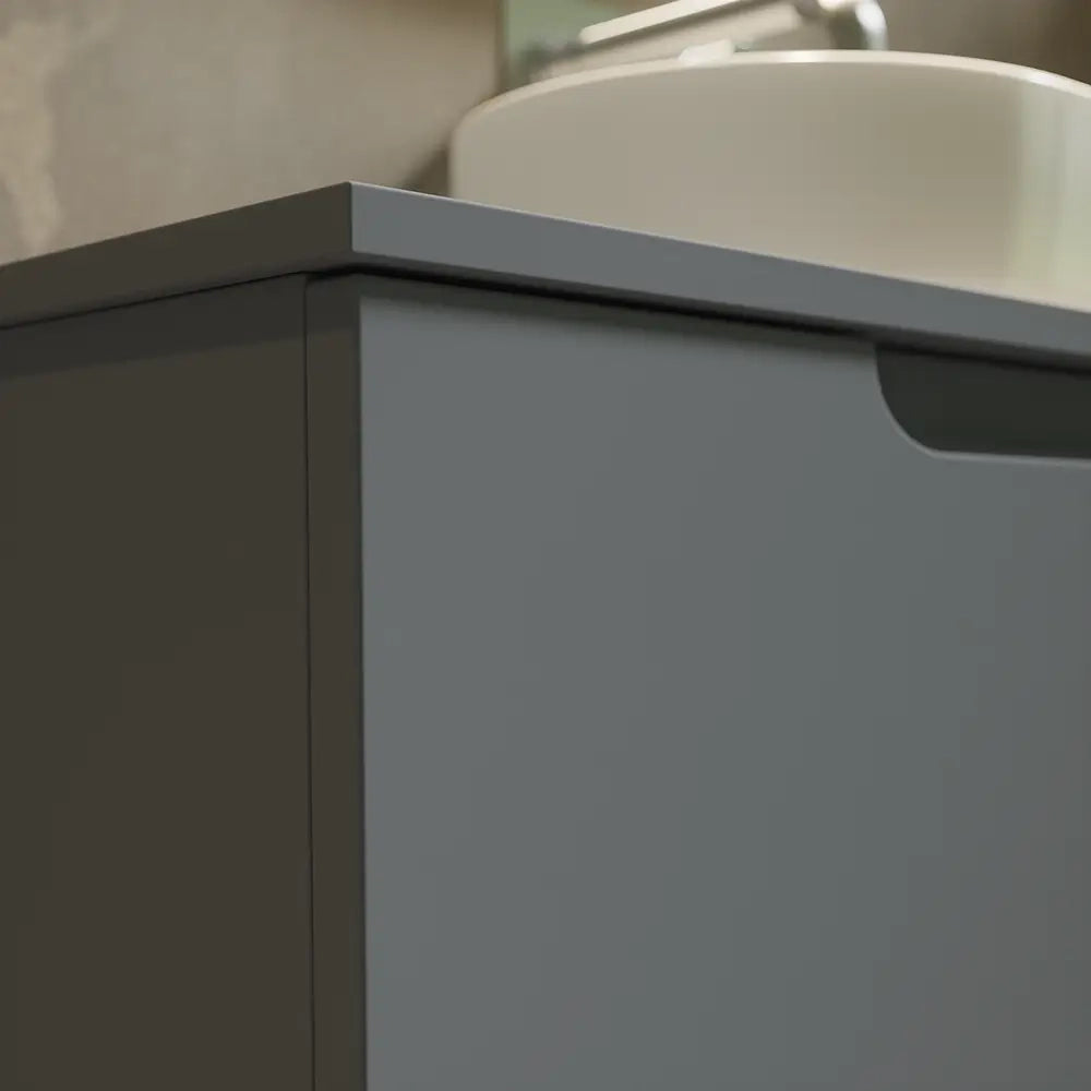 Mobile bagno sospeso 80 cm due cassetti color grigio opaco con top  | Moor