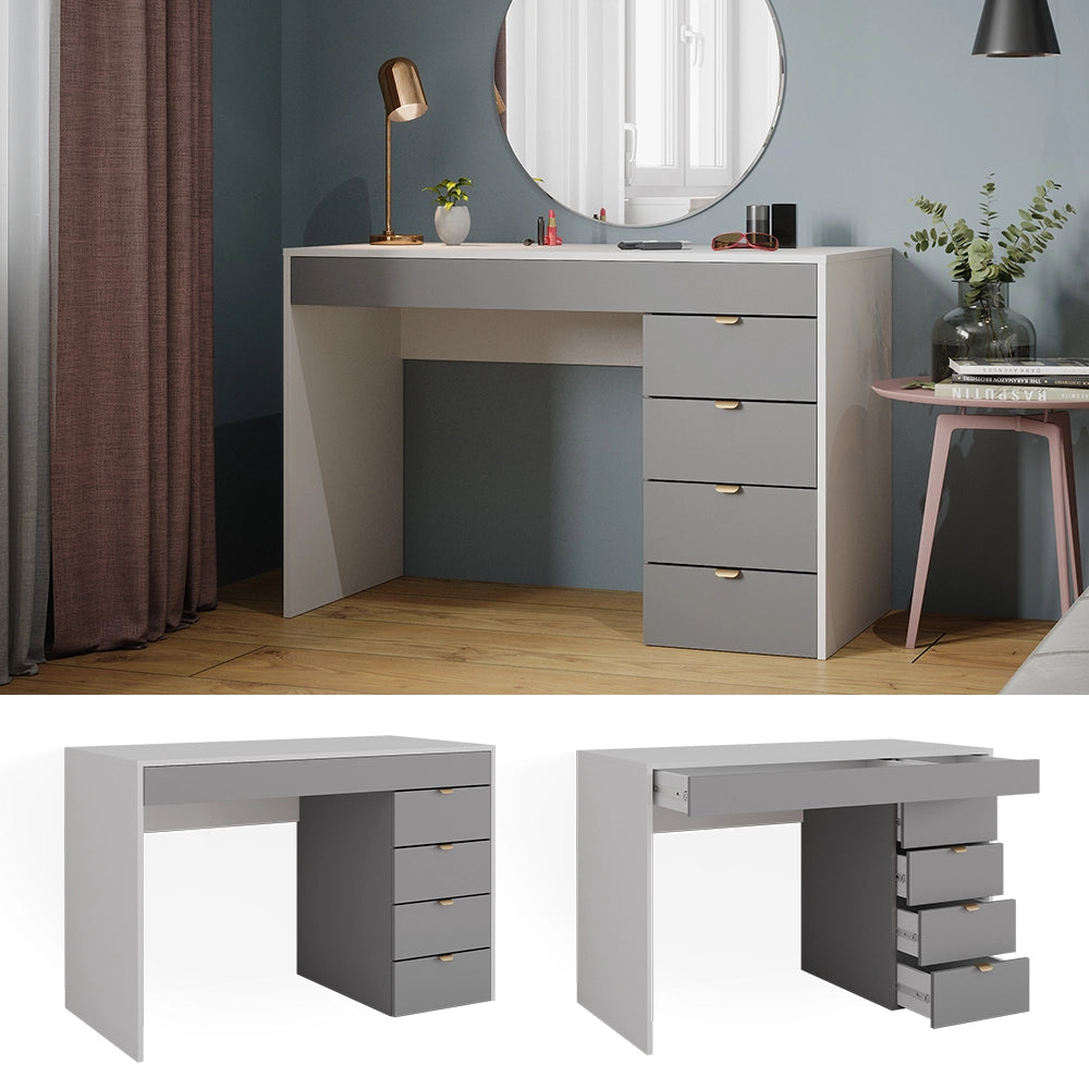 Vicco Tavolo da toeletta Bianco/grigio/grigio 115 cm con 5 cassetti