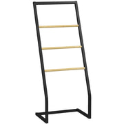 Portasciugamani in Acciaio e Bamb¨´ ¨C zephmum ¨C Nero e Legno 40.5x28x98cm