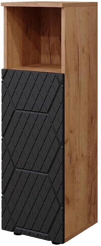 Mobile midi Irma, Antracite con struttura a nido d'ape, 30 x 95 cm, per la conservazione di accessori da bagno e combinabile con Irma