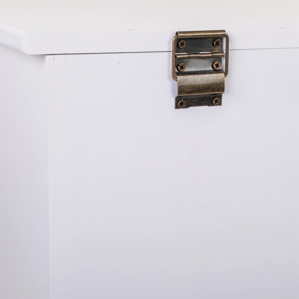 Sgabello baule in legno bianco 83x41,5x62,5h
