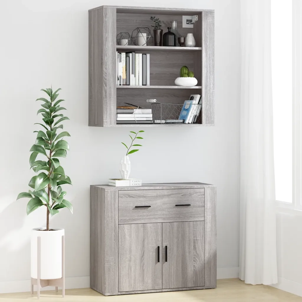 Mobile Pensile Grigio Sonoma 80x33x80 cm in Legno Multistrato 816598