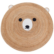 Tappeto Beige Juta ø 120 cm Rotondo Orso decorativo Stile Boho Soggiorno Bambini Camera dei bambini