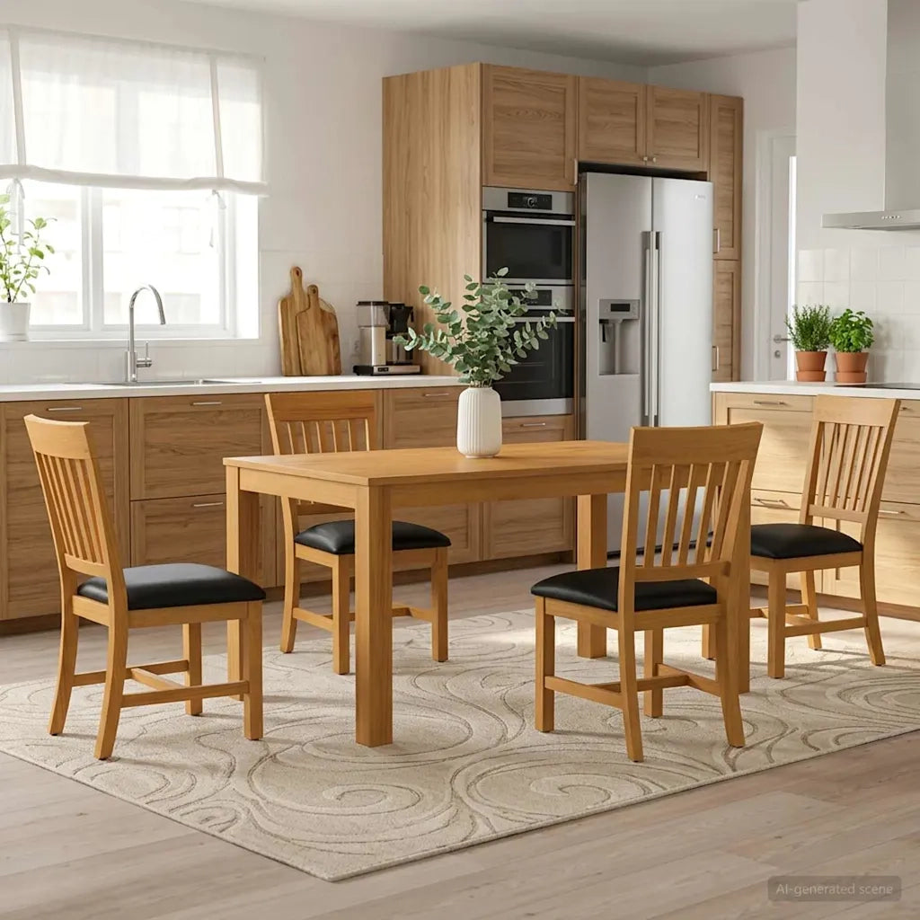 Set da pranzo 5 pz Nero Legno di Quercia Massello 3430352