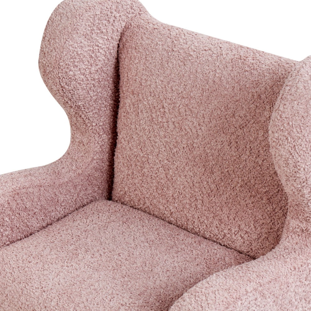 Sedia imbottita in bouclé rosa chiaro con braccioli Sedile per bambini Design moderno
