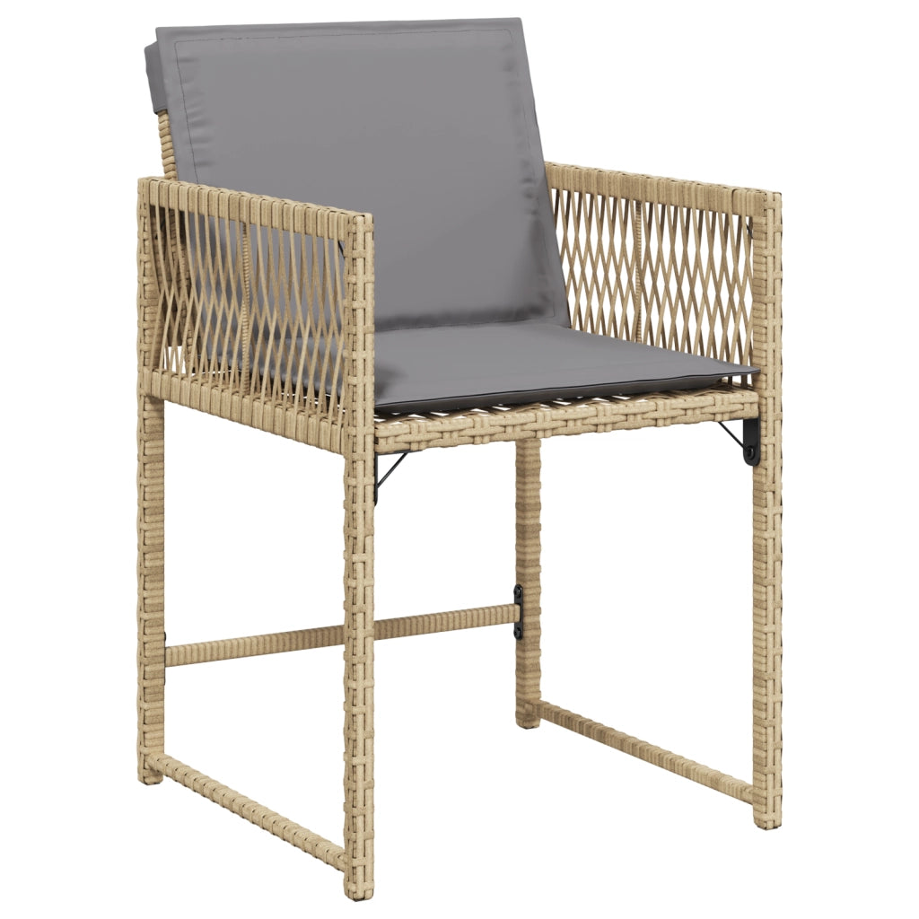 Set da Pranzo da Giardino 5 Pezzi con Cuscini Beige Rattan Sintetico