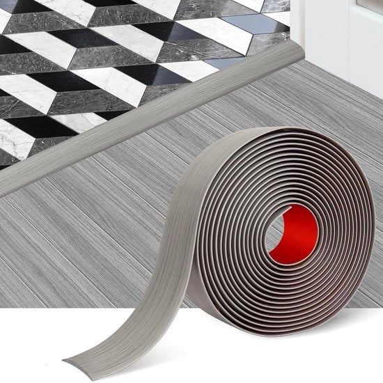 Pacco da 1 - Striscia di transizione in vinile autoflussante - Striscia di transizione per pavimenti - Striscia di separazione piatta - Per la chiusura di interruzioni di pavimento, gradini di tappeto e piastrelle (grigio)
