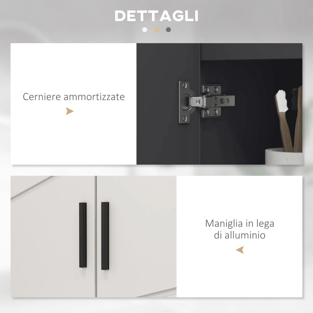 Mobile Sottolavabo Bagno con Armadietto 2 Ante ¨C Zephmum ¨C Grigio 60x30x60cm