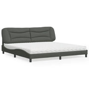 Letto con Materasso Hvar Grigio Scuro 200x200 cm in Tessuto